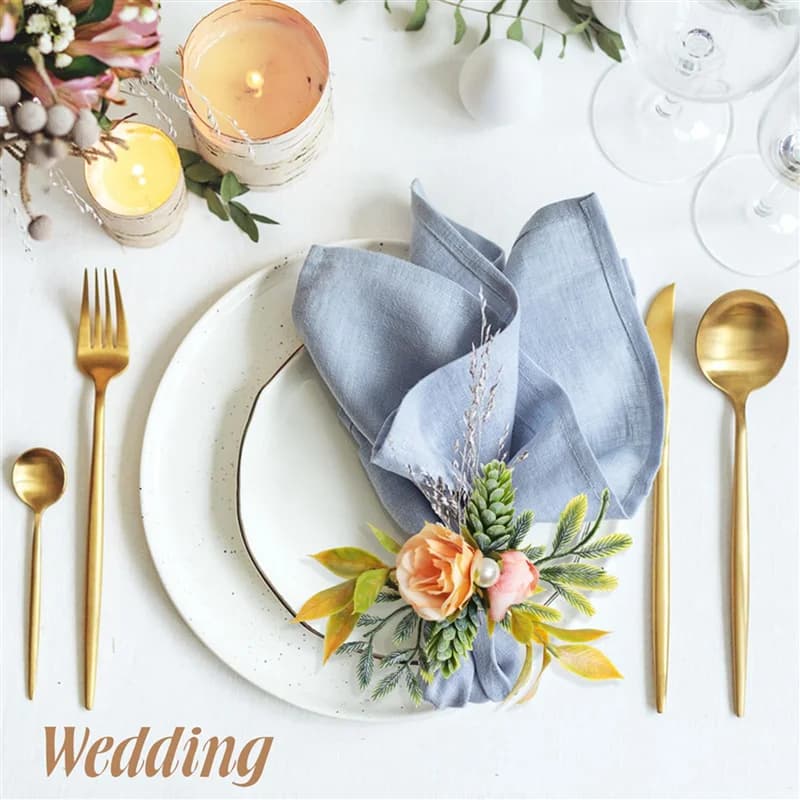 B84B-anneaux de serviette, ensemble de 12 porte-serviettes à fleurs avec anneaux de Tables à dîner e