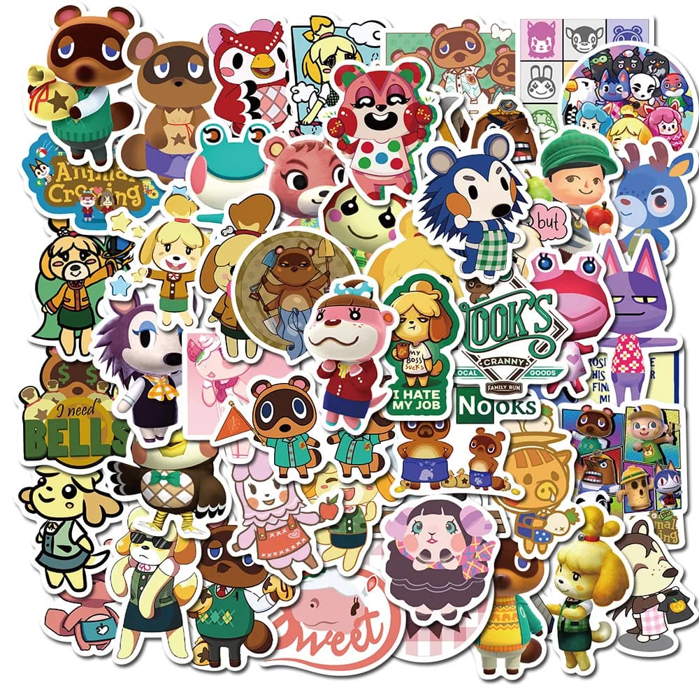 50 pièces jeu classique Animal Crossing: nouveaux Horizons autocollants mignon dessin animé Graffiti