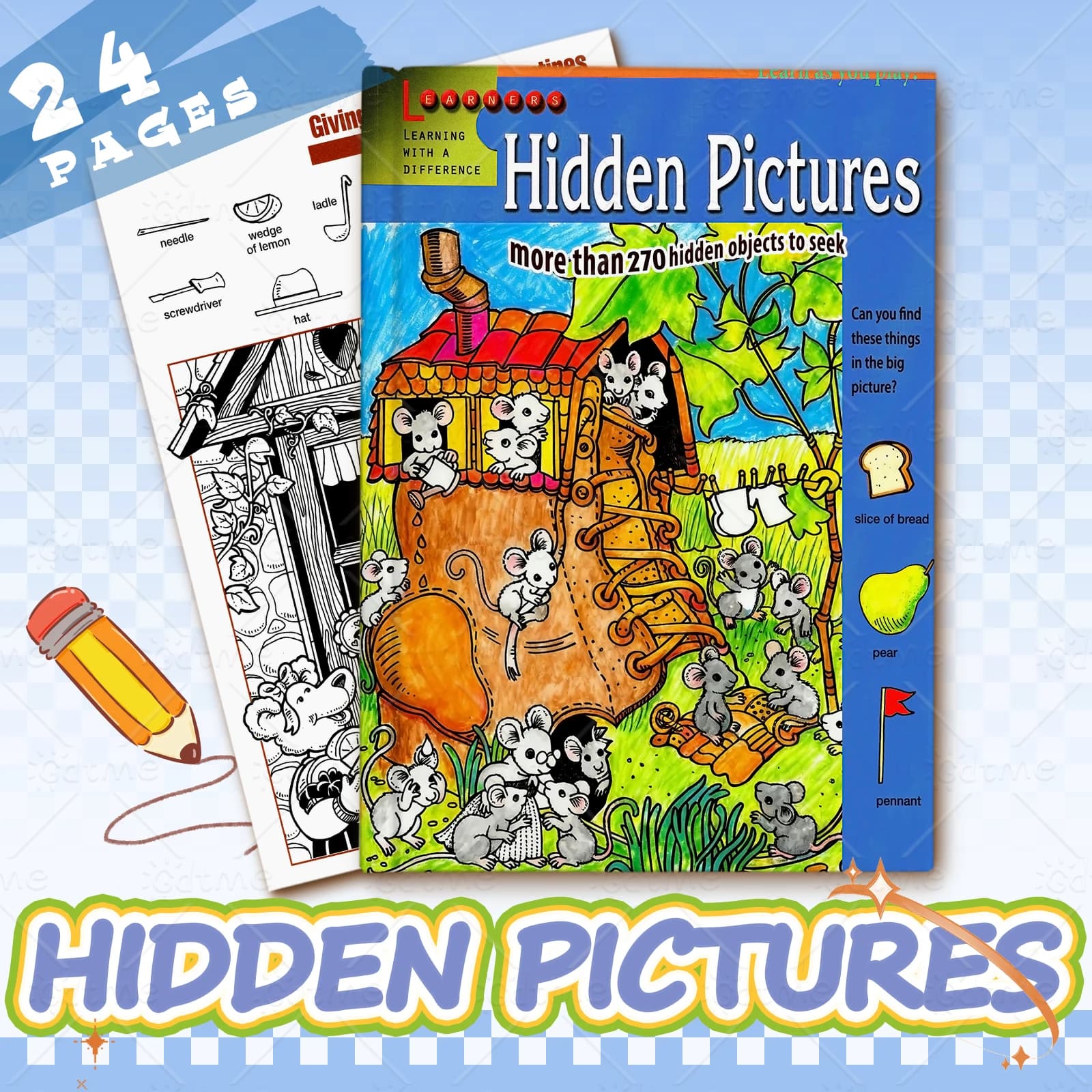Livre de coloriage et de dessin éducatif : images cachées, train, développement de la concentration,