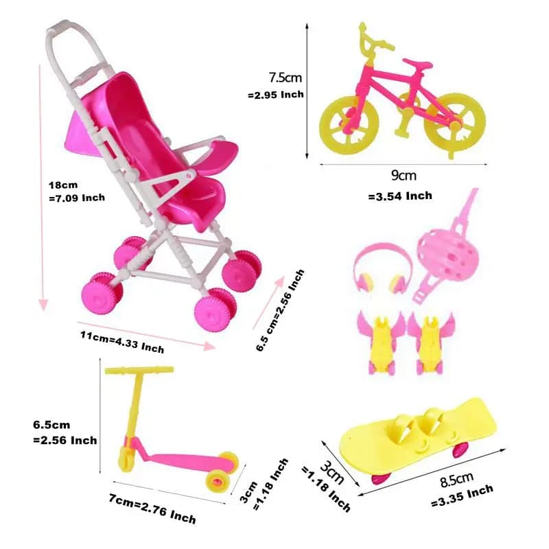 Accessoires de poupée : Mini chaise, lit, ensemble de repas pour poupées, vélo d'équilibre de simula