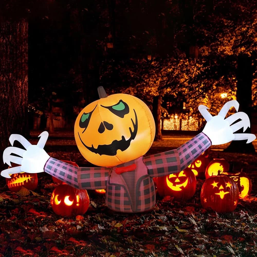 Citrouille d'halloween de 1.2M, chemise à carreaux, décoration gonflable, fantôme pour homme, jouets