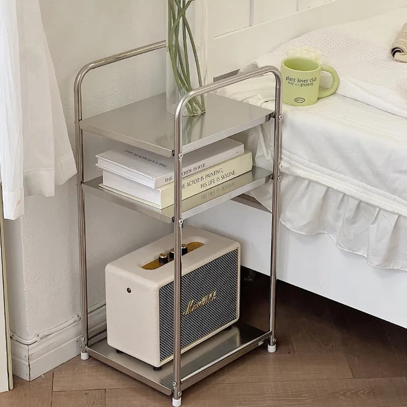 Table d'appoint de canapé moderne, Table basse en acier inoxydable, Tables d'angle de salon, support