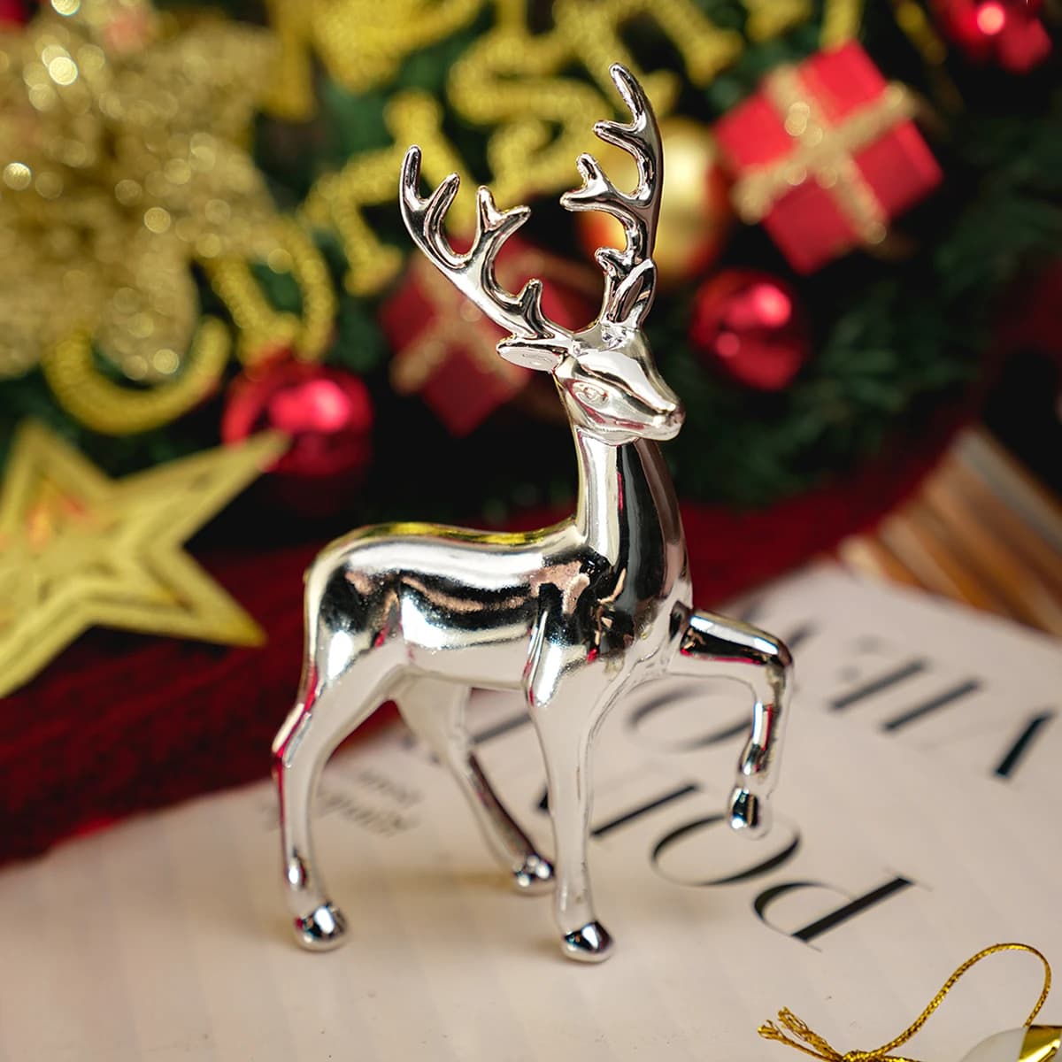 Statue de cerf doré, Figurines de renne, Sculpture d'élan en plastique, salon de luxe, décoration de