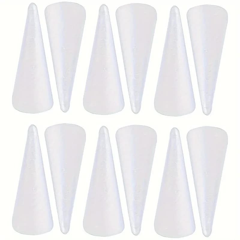 Cônes en mousse blanche, fournitures de bricolage pour décorations d'arbre de Noël, mariages et proj
