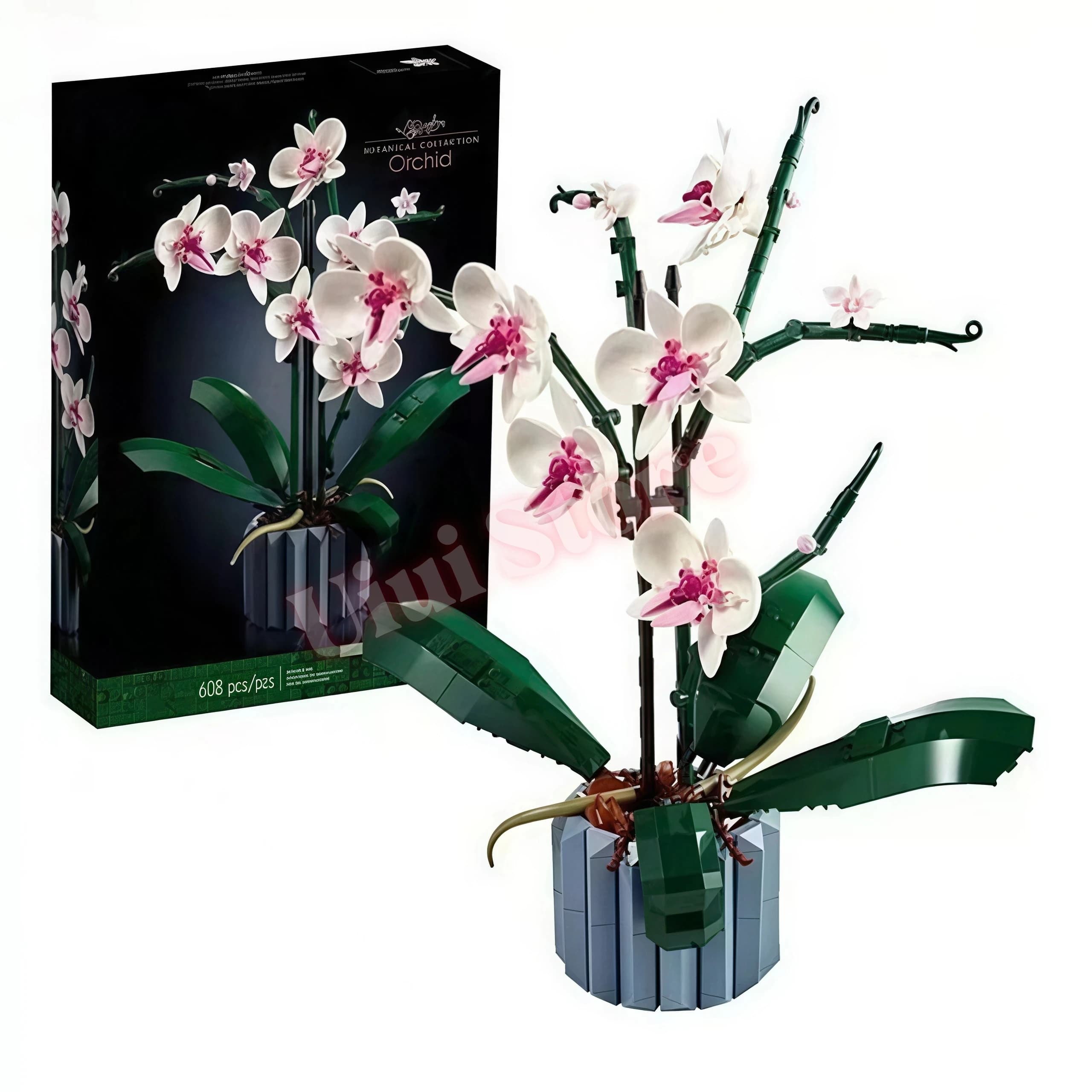 Kit de construction de bouquet de fleurs artificielles, rose, orchidée, plante en pot, blocs de cons