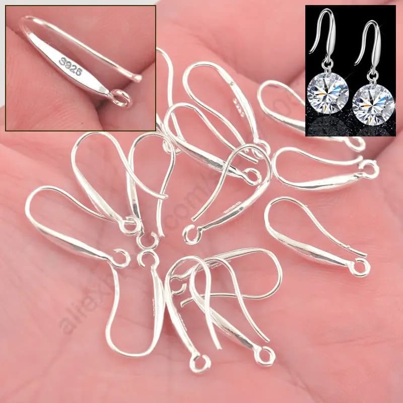 Lot de 100 fils de boucles d'oreilles en argent Sterling 925, fabrication de bijoux, résultats, croc