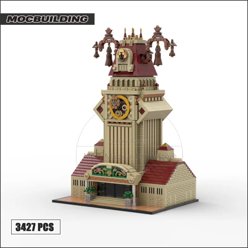 Station centrale de ville crépuscule, bloc de construction MOC, Architecture de château de film, mod
