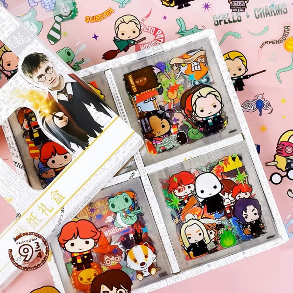 Lot de 60 autocollants Harry Potter en PET, mignons, de dessin animé, pour décoration de carnet, tél