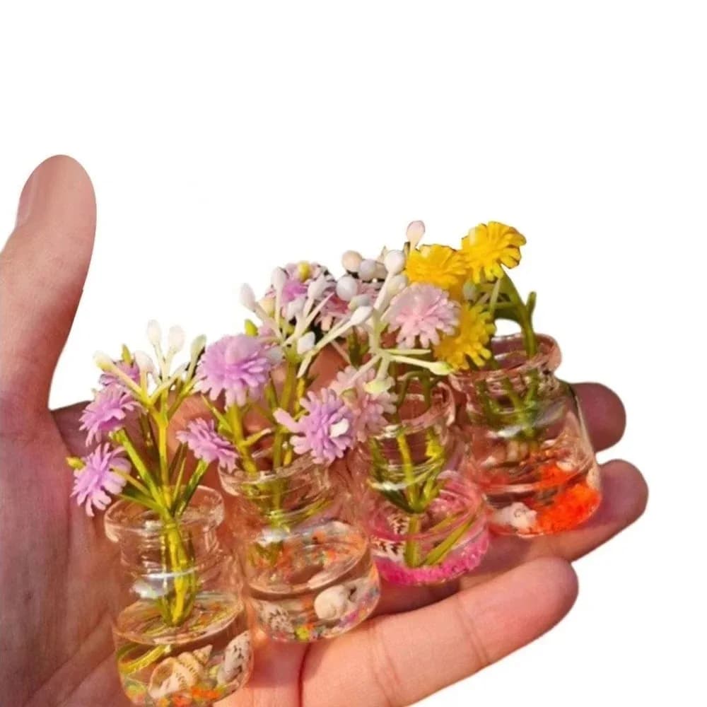 Vase créatif qui brille dans la nuit, fausses fleurs, petit vase lumineux transparent, matériau en v