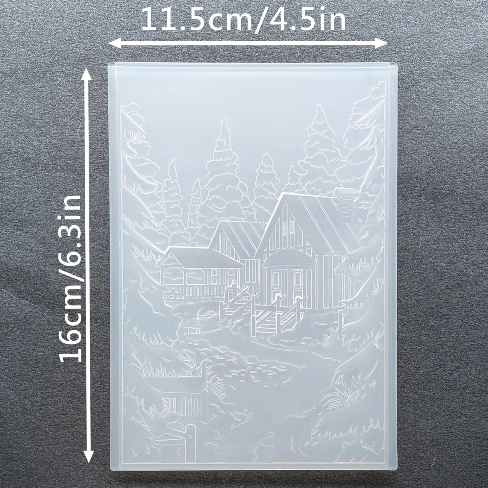Carte de vœux artisanale en bois de forêt, motif paysage nordique en relief, avec bordure en bois ma