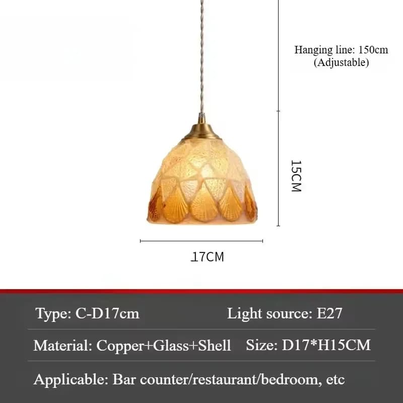 Tiffany vitrail coquille suspension pour français américain méditerranéen japonais salle à manger Ba