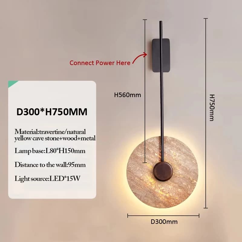 Lampes murales en travertin jaune naturel, luminaires muraux rétro LED pour chambre à coucher, éclai