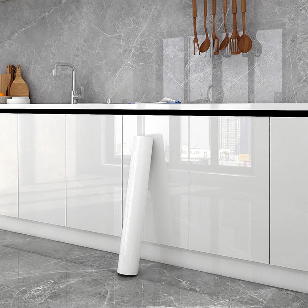Papier peint auto-adhésif blanc pour comptoir de cuisine, papier peint auto-adhésif, décoration de l
