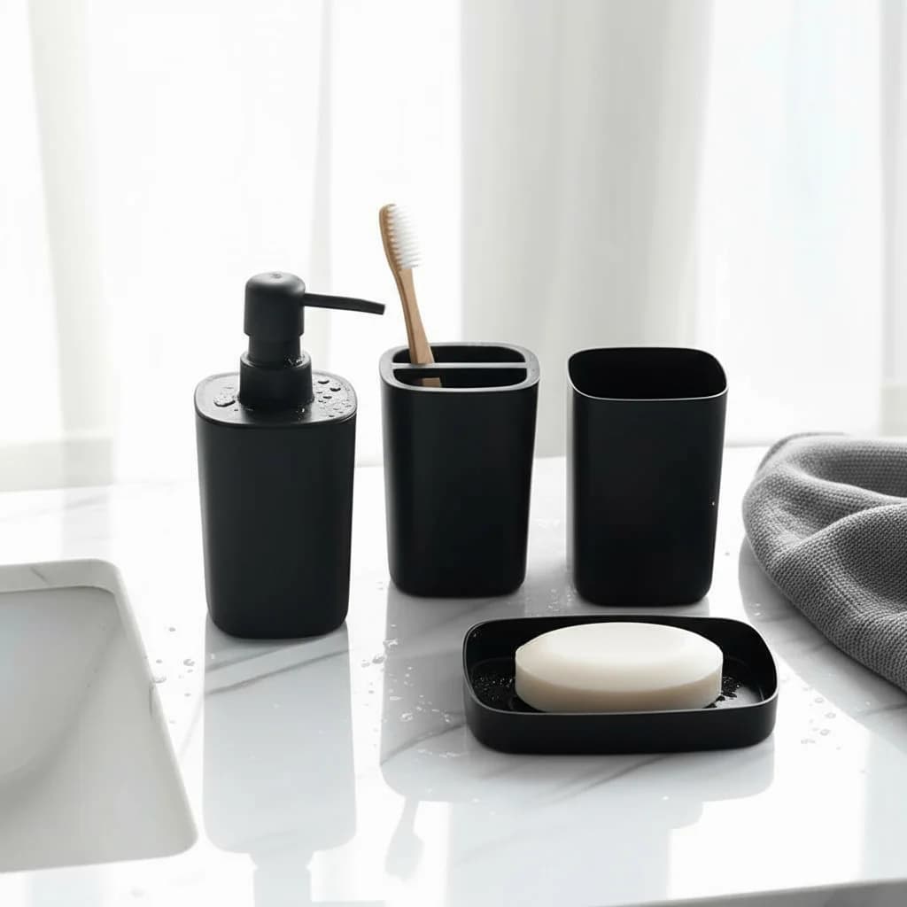 Ensemble d'accessoires de salle de bain 4 pièces, distributeur de savon, porte-brosse à dents, ensem