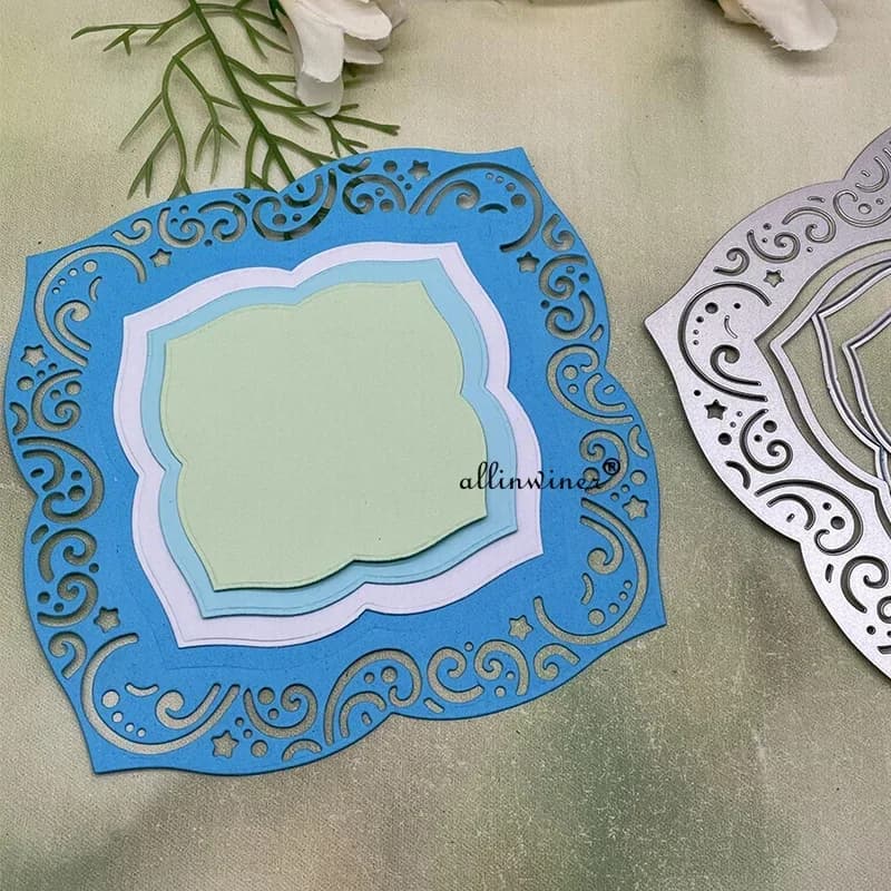 Matrice de découpe en métal pour cadre carré à fleurs, DIY, scrapbooking, gaufrage, cartes, albums, 