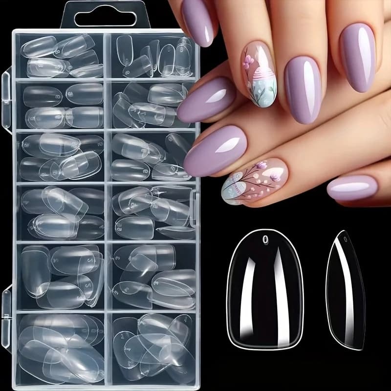 120 pièces de faux ongles transparents en forme de cercueil/mandarine/avrilien/carré/ovale/autres fo