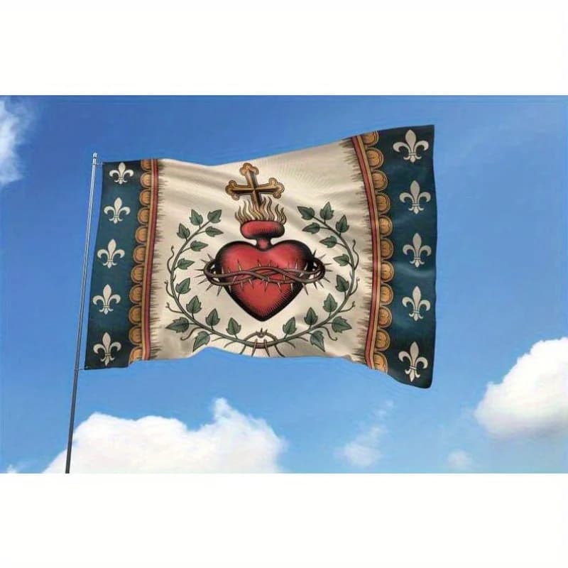 Drapeau du Sacré-Cœur, bannière religieuse catholique, décoration de jardin extérieure en acrylique 