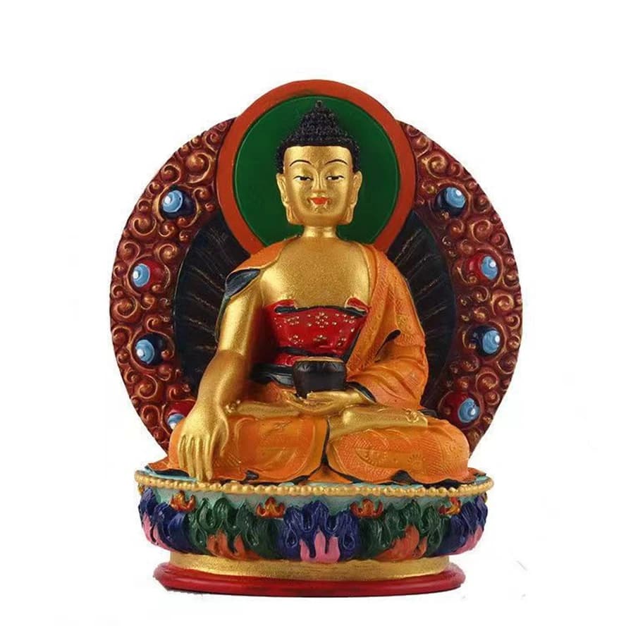 Petite statue de bouddha tibétain peinte à la main, bouddha Shakyamuni, bouddha Amitabha, médecine, 