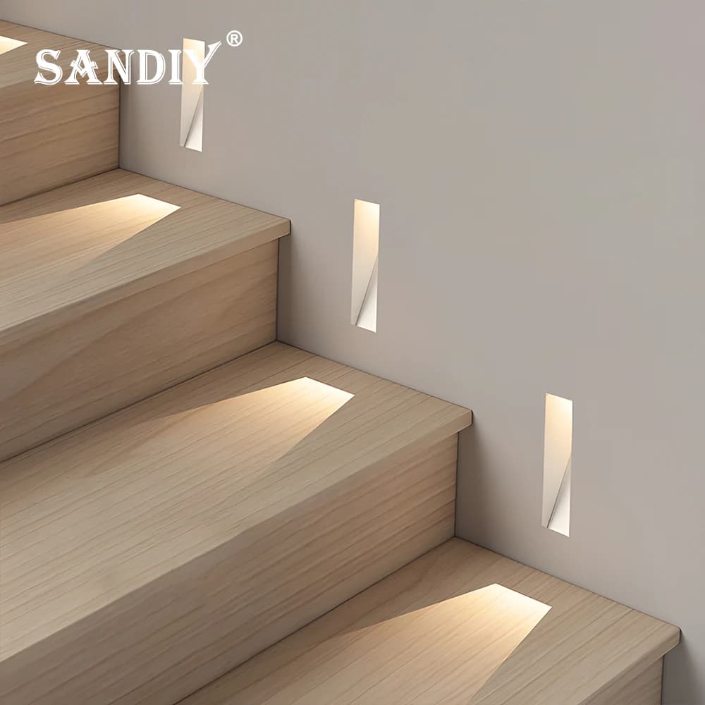 SANDIY Applique murale à détecteur Lampes encastrées Détection de mouvement Eclairage d'escalier san