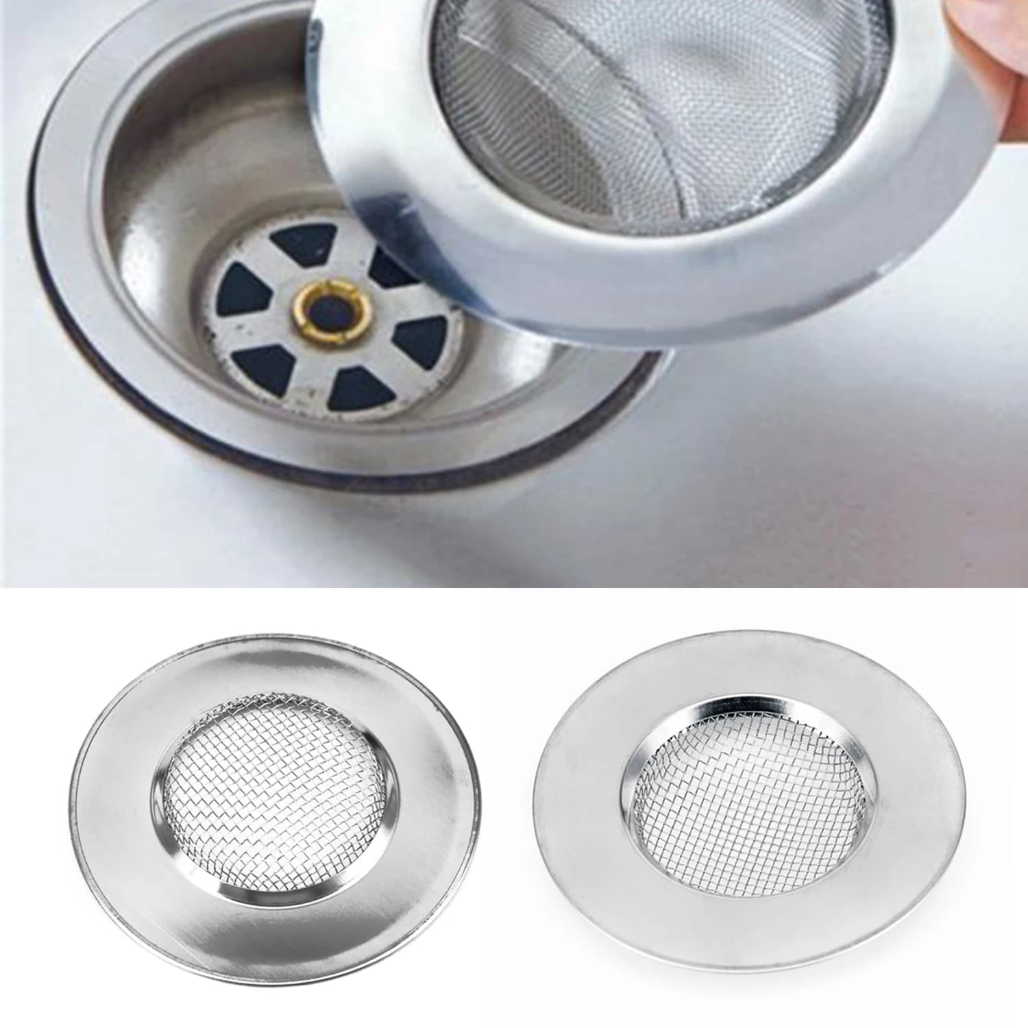 Filtre d'évier trou de vidange de lavabo, bouchon attrape-cheveux en acier inoxydable, filtre de vid