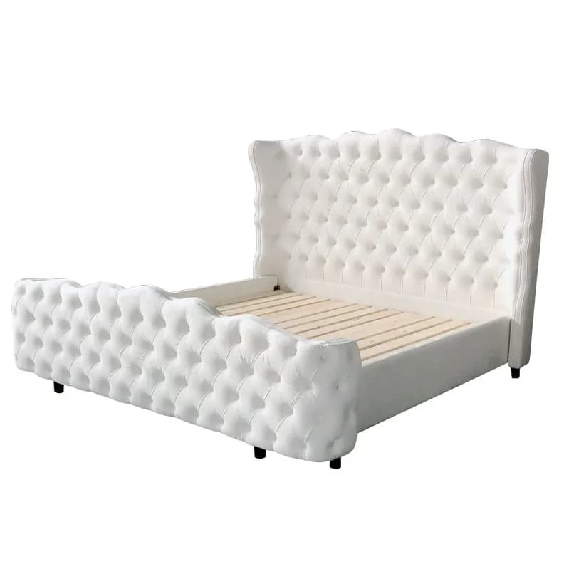 Ensemble de chambre à coucher avec couette de lit esthétique moderne, cadre King Size Unique, têtes 