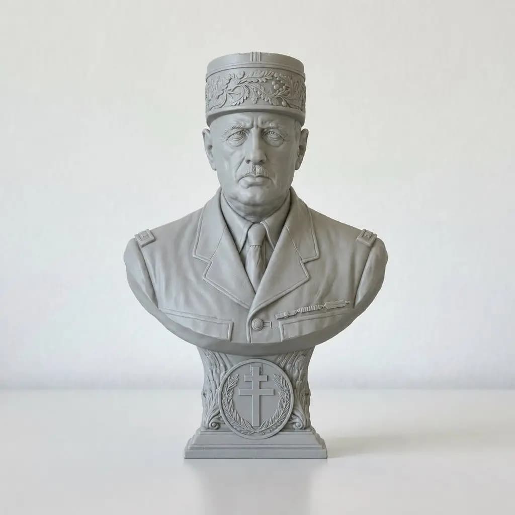 Statue de 12 cm du Général De Gaulle, buste en résine imprimé en 3D, modèle de collection d'histoire