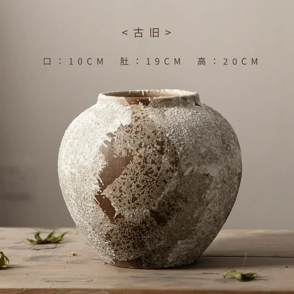 Vase en céramique pour arrangement de fleurs hydroponiques, pots de poterie chinoise rétro chiné, dé