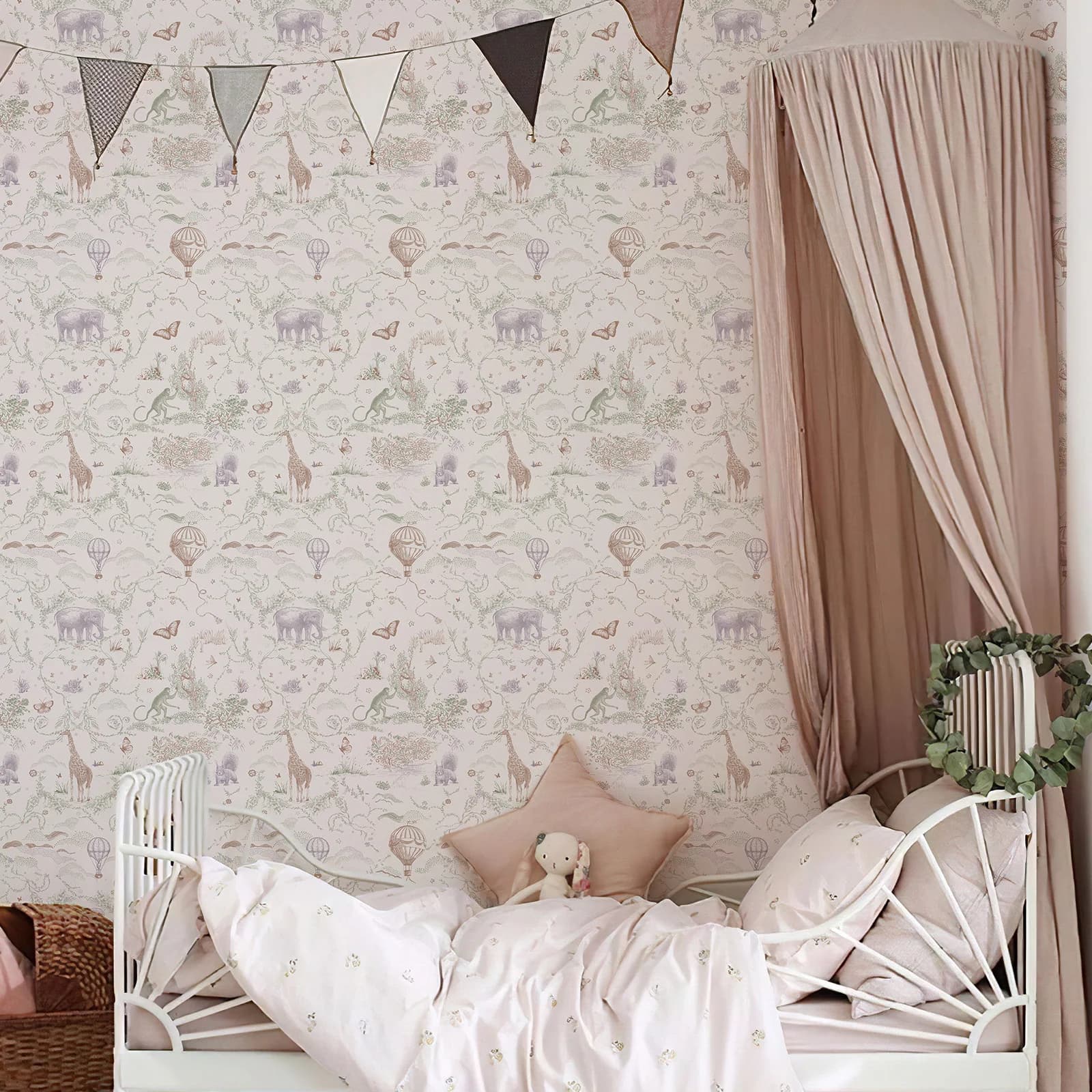 Papier peint ballon à Air chaud rose en PVC, autocollant Chic à décoller et à coller, mignon éléphan