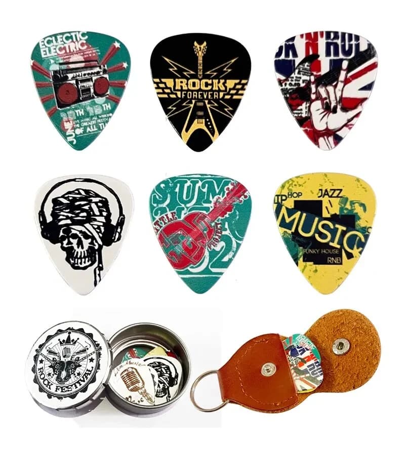 Plectres de guitare 6 pièces plectres de guitare en celluloïd Cool dans une boîte avec support de pl