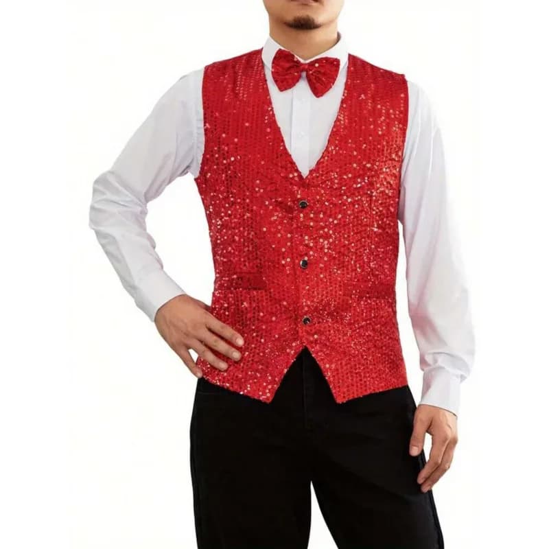 Gilet à paillettes pour hommes, tenue de spectacle, hôte de Club, cérémonie, Studio Photo, discothèq