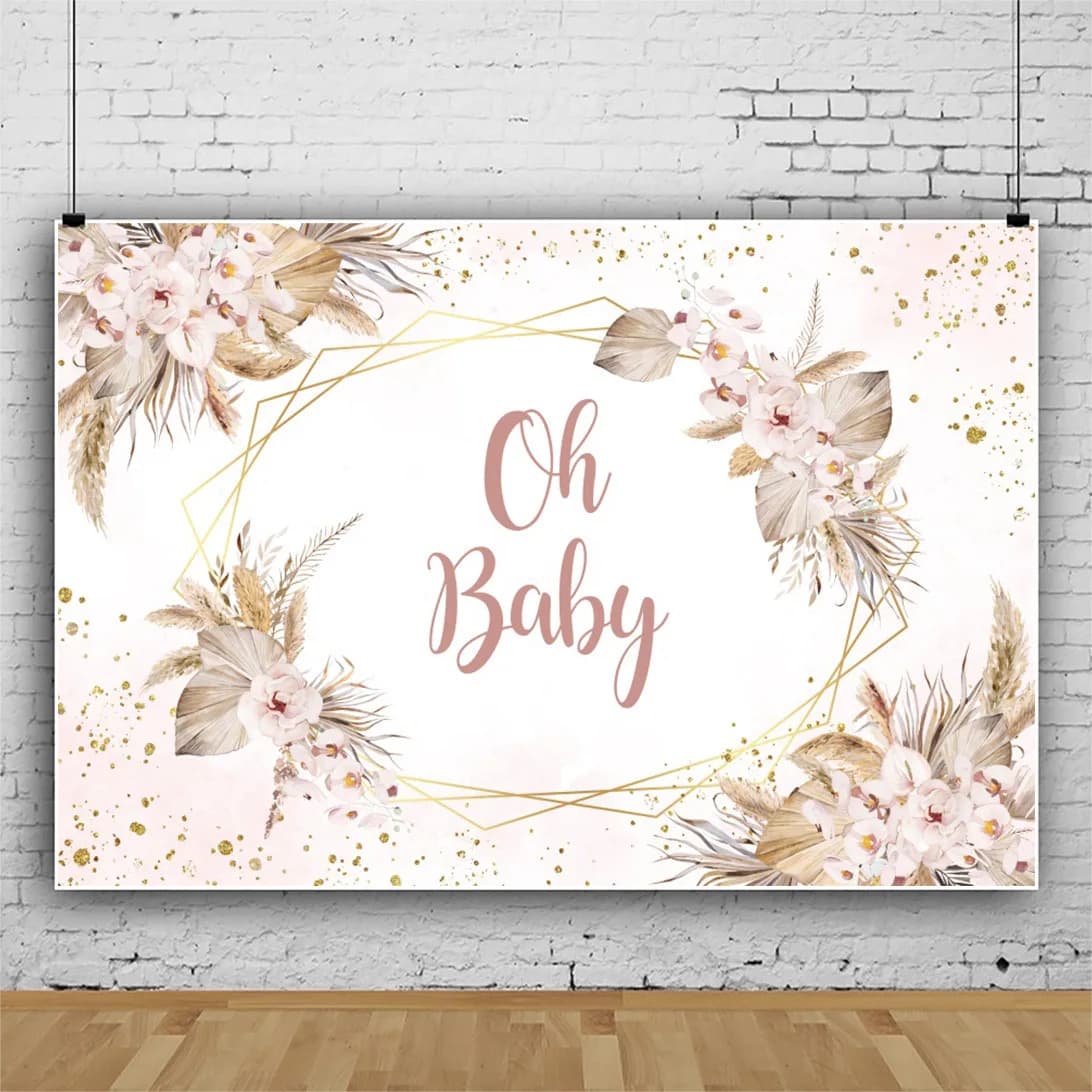 Boho bébé douche toile de fond Pampas herbe fond Floral pour bébé douche thème décoration bricolage 