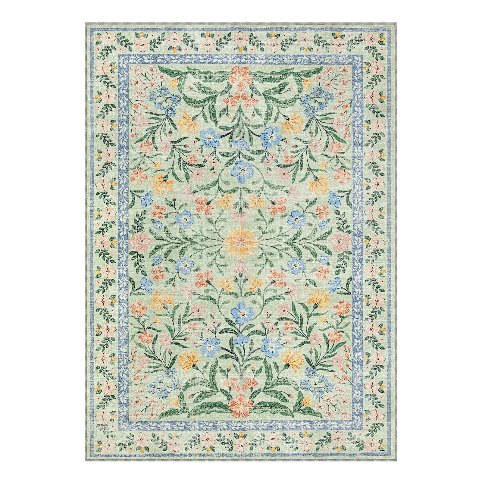 Tapis vert floral moderne de style parisien pour salon, esthétique florale, décor de maison gothique
