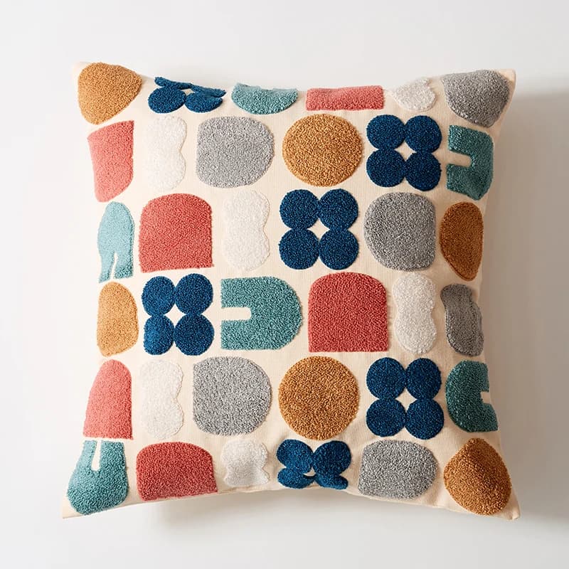 Housse de coussin florale, taie d'oreiller brodée à pois mignons, 45x4 5cm/30x50cm, douce et confort