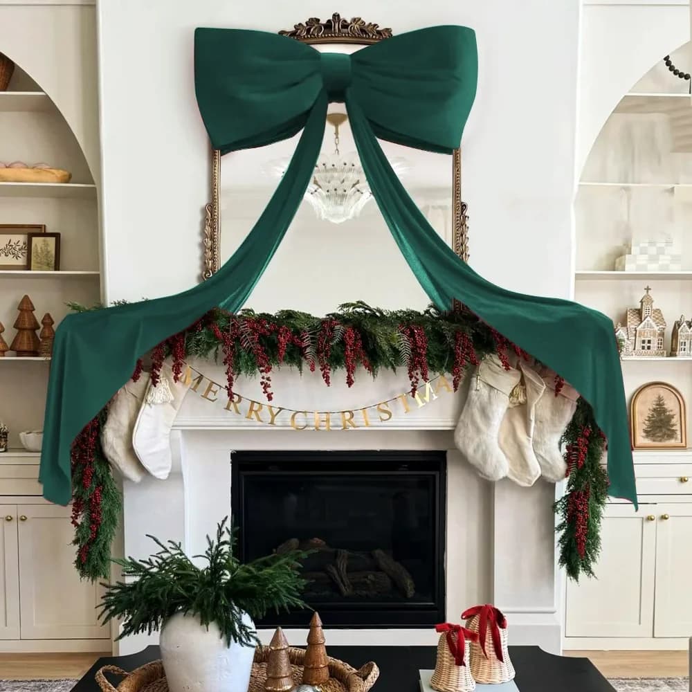 Grand nœud papillon de noël élégant 50x180cm, nœud décoratif de noël en Satin rouge/blanc, ruban de 