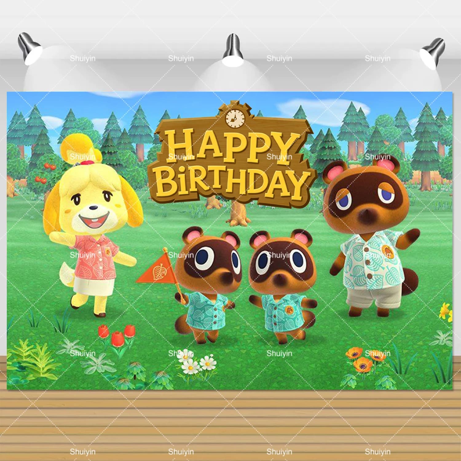 Décorations de fête d'anniversaire Animal Crossing, bannière pour baby shower, accessoires de photom