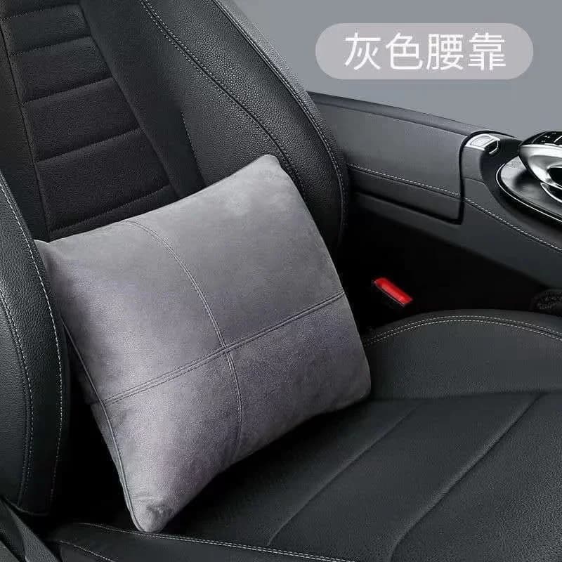 Oreiller Lombaire de Voiture en Tissu Suédé, Support de Taille, Coussin de Dossier en Mousse à Mémoi