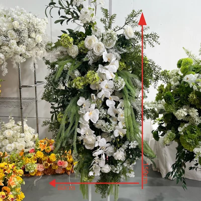 Décoration verte artificielle sur le thème de la forêt pour banquets de mariage