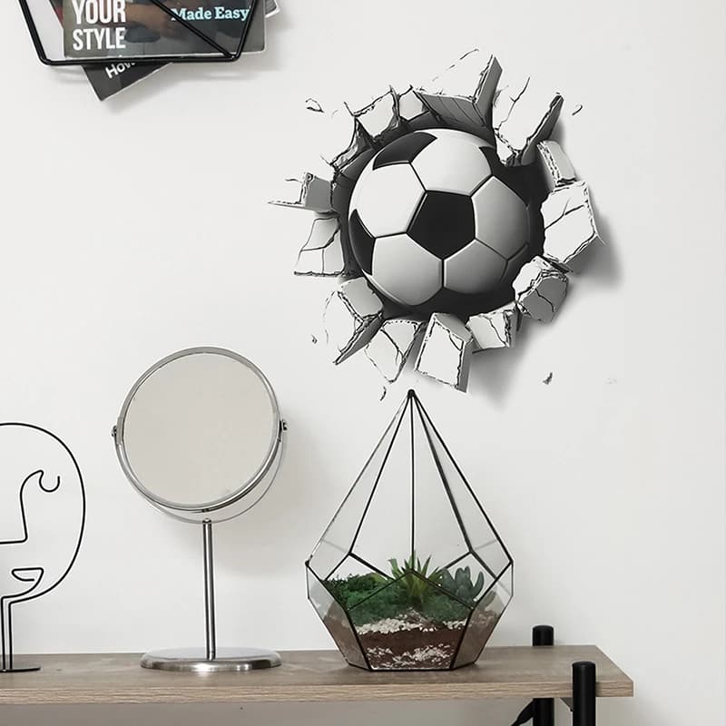 Autocollants muraux de Football muraux cassés créatifs, décoration murale de fond de chambre d'enfan