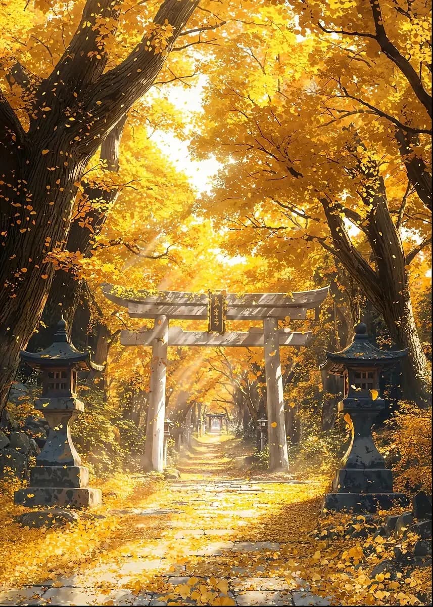 Affiches d'art d'architecture de sanctuaires japonais, paysages forestiers esthétiques, impression s
