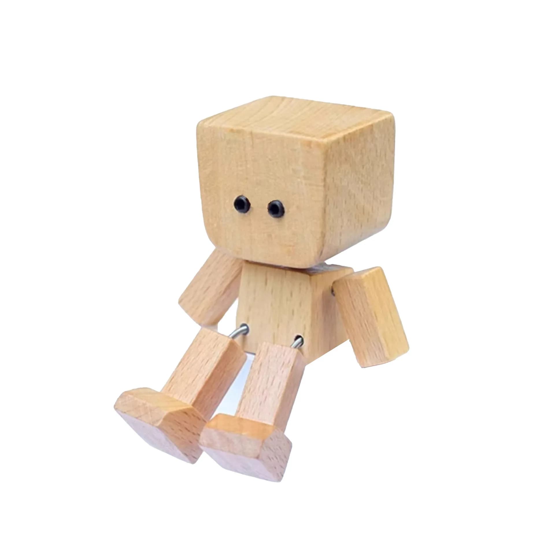 Figurine d'homme en bois secouant, décoration de voiture, petits ornements, Robot oscillant des jamb