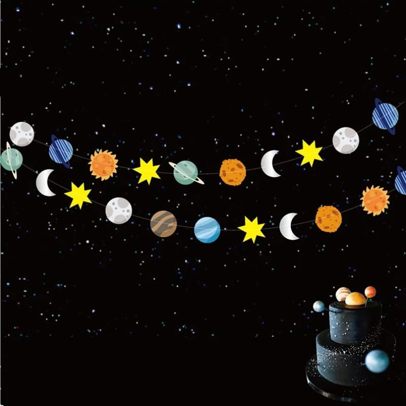 Nouvelle Guirlande à Thème Planètes de l'Univers Spatial pour Décoration de Fête d'Enfants et Cadeau