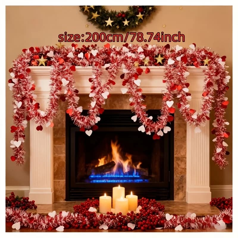 Guirlande métallique rouge rose pour la saint-valentin, décoration pour la maison, intérieur et exté