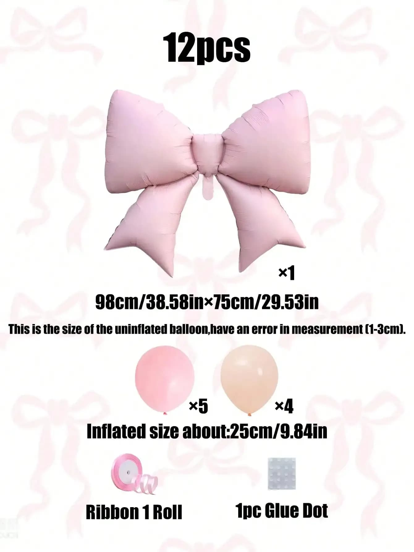 12/22 ballons décoratifs de grande taille avec nœuds roses, adaptés à la décoration de mariage, aux 