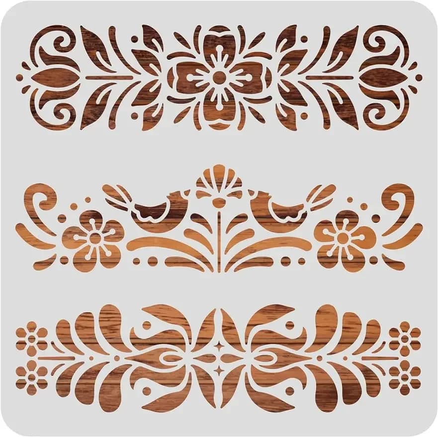 Modèles de pochoirs de peinture décorative folklorique en plastique, pochoirs de dessin réutilisable