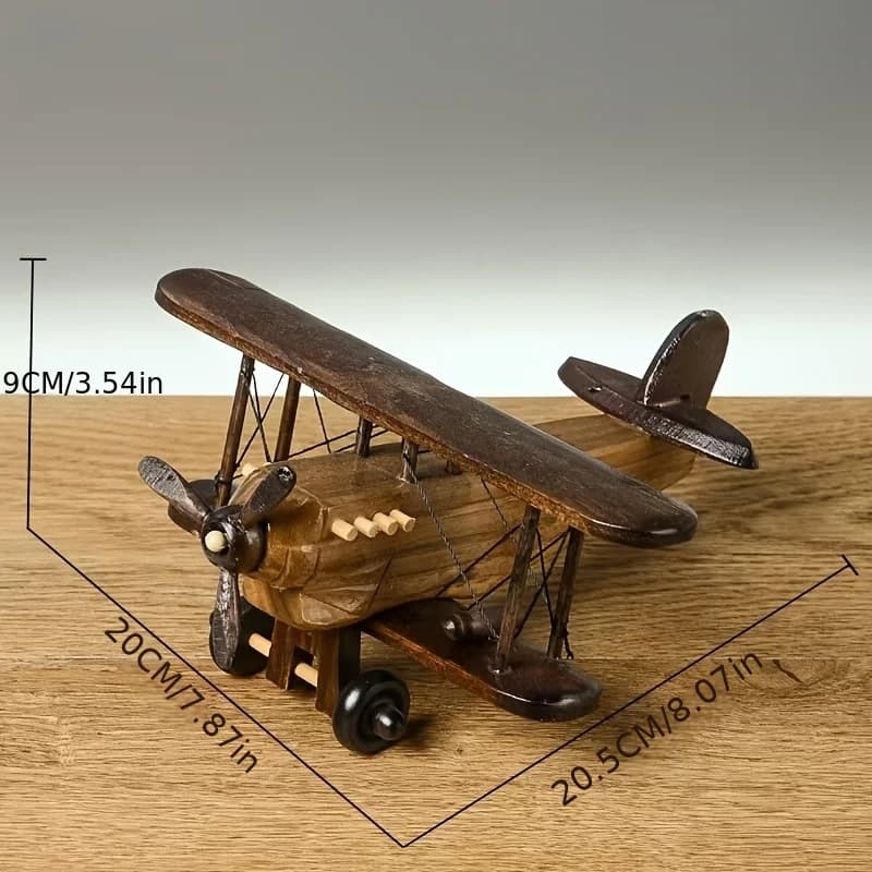 Modèle d'avion rétro en bois, ornements créatifs de décoration de bureau pour la maison, artisanat c