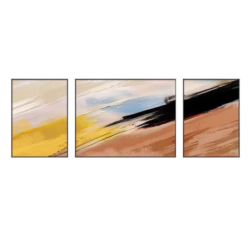 Toile Abstraite Peinte à la Main, Décoration de Salon Minimaliste Moderne, Peinture Murale Triptyque