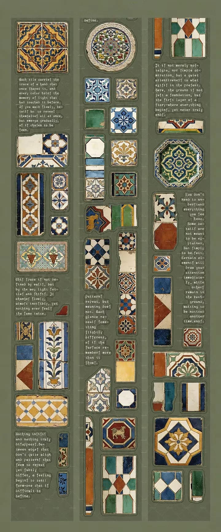 Ruban PET 43mm*5m à texture de carreaux baroques vintage, pour journal créatif DIY, matériel de coll