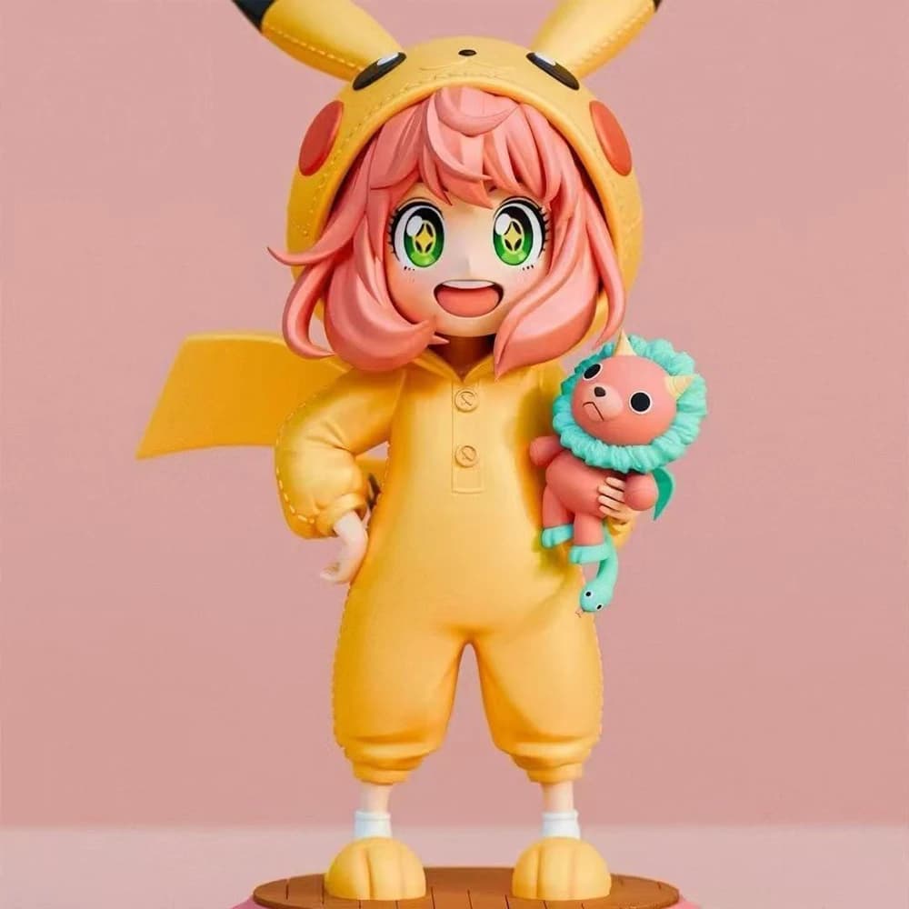 Figurine Kawaii Anya Forger X Pikachu Cosplay Mignonne Version Q Spy X Family Anime Figurine de Coll