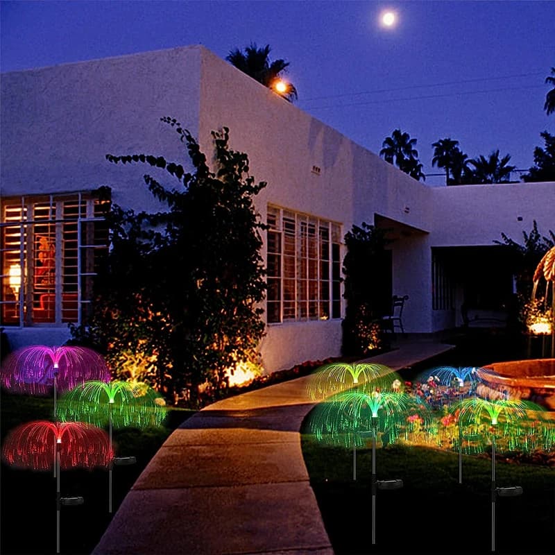 Décorations solaires de Noël, lumière de méduse à 7 couleurs changeantes avec 5 couches de fibres op