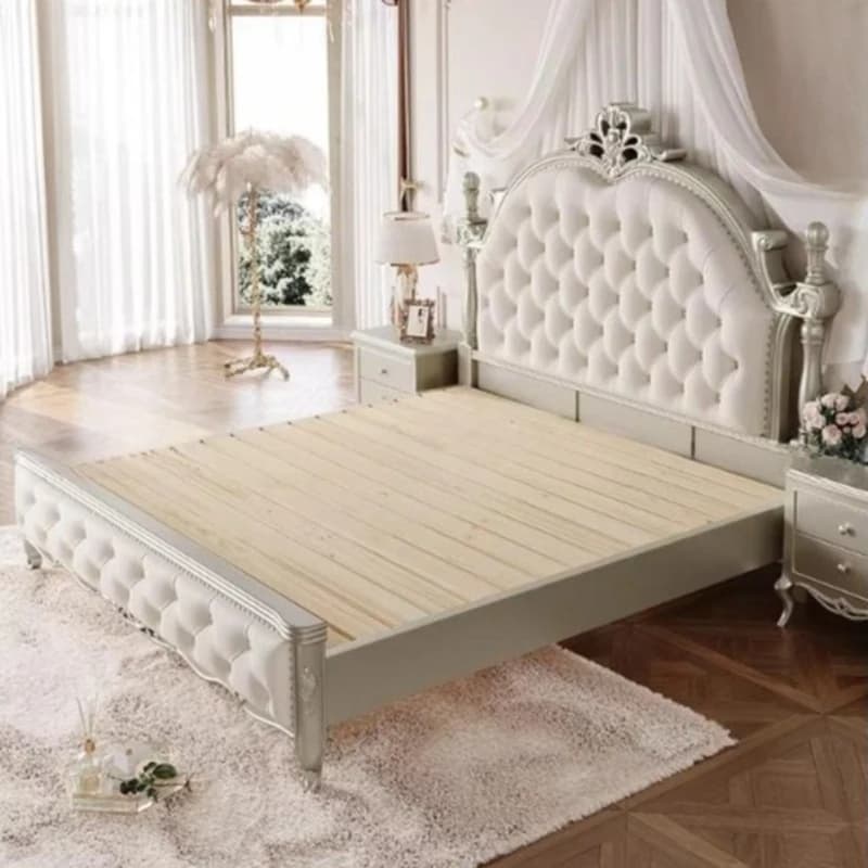 Lit double en cuir pleine fleur, cadre en bois massif, lit moderne de luxe pour 2 personnes, taille 